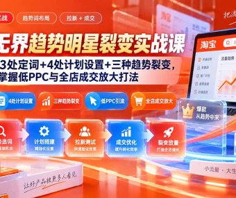 淘宝无界趋势明星裂变实战课-86期：3处定词+4处计划设置+三种趋势裂变，掌握低PPC与全店成交放大打法
