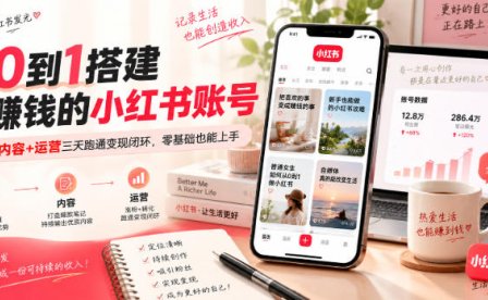 从0到1搭建能賺钱的小红书账号，定位+内容+运营三天跑通变现闭环